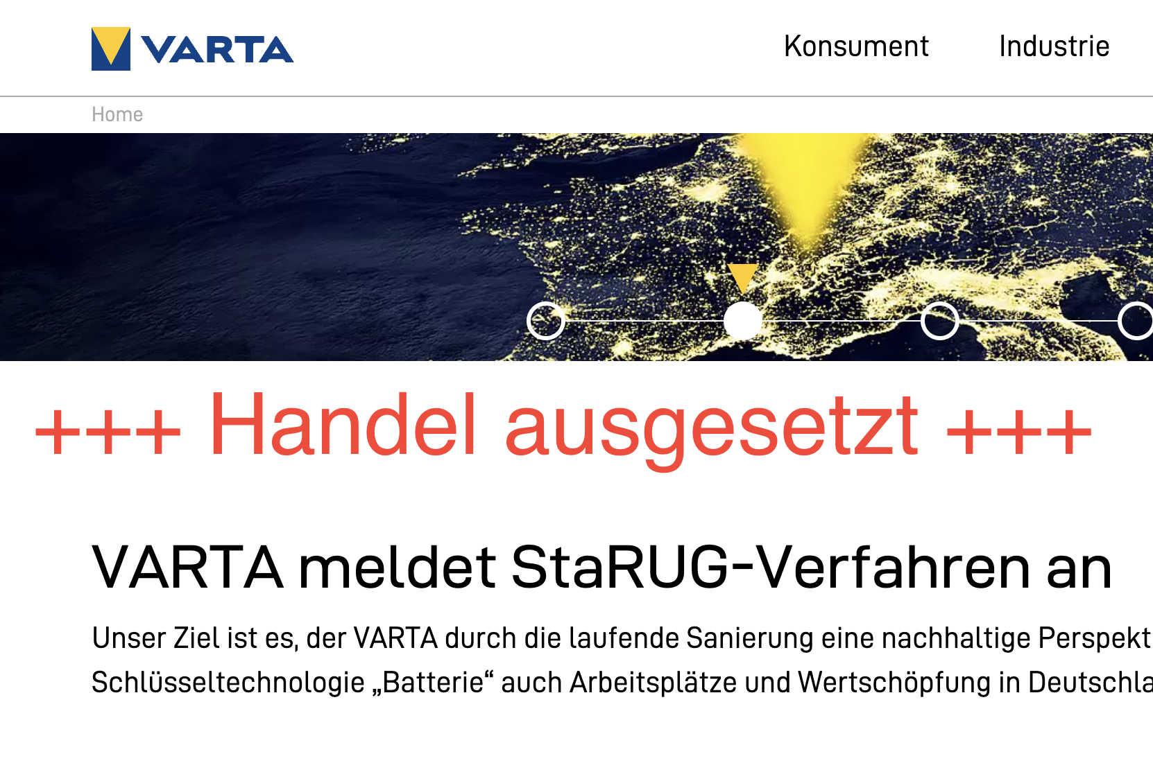 Varta Aktie Handel ausgesetzt Börse Totalverlust